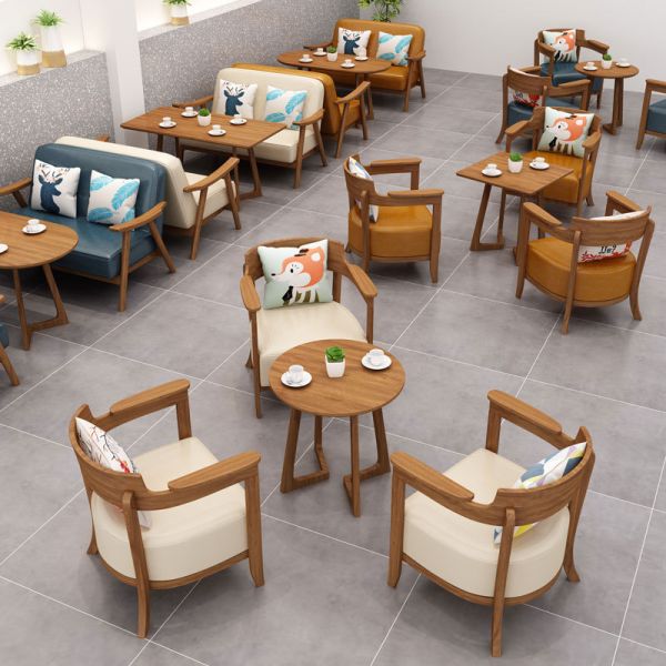 Modern Dining Seating Booth for Restaurant Furniture Fabric Coffee Table Sets With Chairs