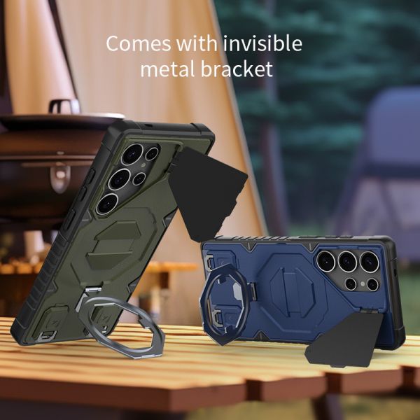 Rugged Outdoor Phone Case with Industrial-Grade Shockproof Protection, Magnetic Kickstand, and Lanyard Hole