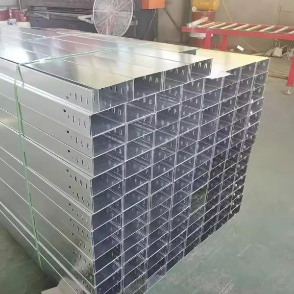 ISO Certified Trough Cable Trays Galvanized Finish Wall Mount Installation