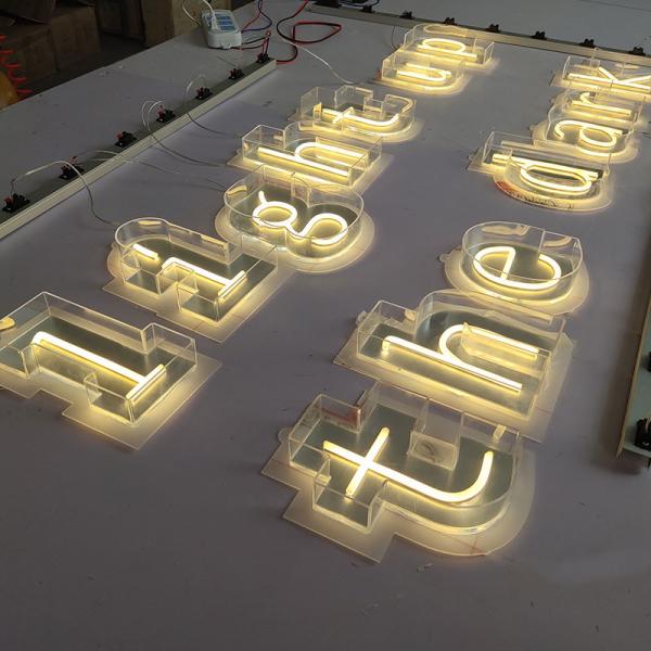 Custom Mirror Neon Glasses Sign Acrylic Box Led Letter Build up Signage Light up the Dark Flex Neon Sign