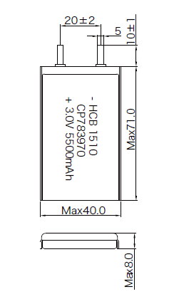 5500mAh CP783970 Primary Lithium Pouch Cell
