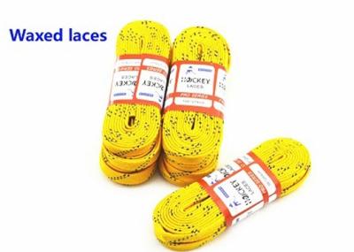 Non Slip Durable Waxed Ice Hockey Laces ,  Custom Yellow Hockey Skate Laces