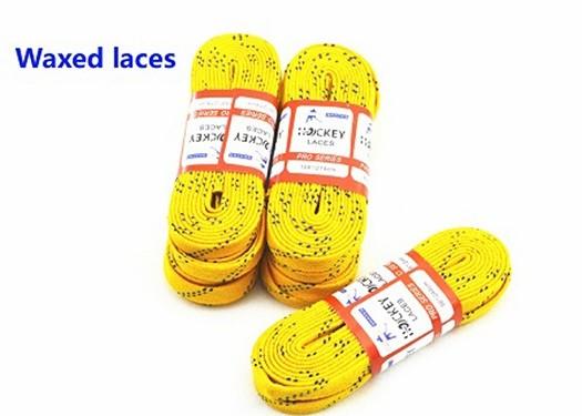Non Slip Durable Waxed Ice Hockey Laces ,  Custom Yellow Hockey Skate Laces