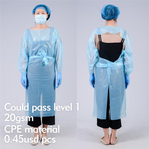 Non Sterile Waterproof CPE Disposable Gown Reinforced Surgical Isolation Gown
