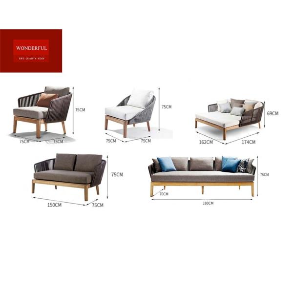 Outdoor Patio Furniture Set with Latest Design Garden Weatherproof Rope Garden Sofa