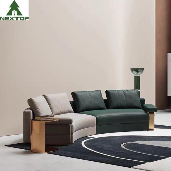 High End Hotel Lobby Furniture Reception Combination Sofa Set Leather Curved