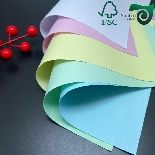 FSC 50gsm 55gsm NCR Carbonless Printing Paper CB CFB CF  65cm  92cm Blue Image For Invoices