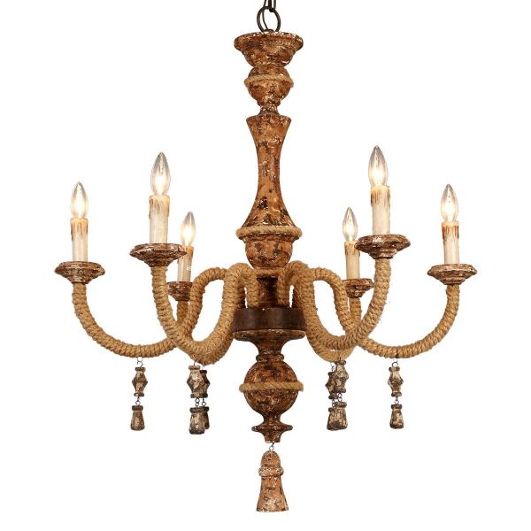 Rustic wood and iron chandelier for indoor home Lighting (WH-CI-68)