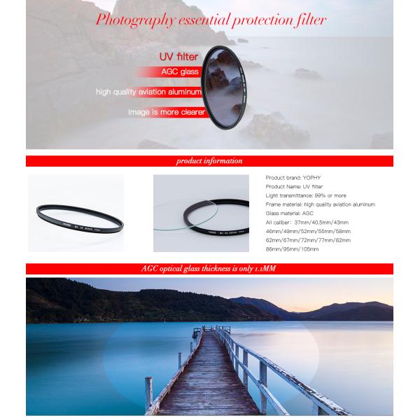 AGC Optical Glass UV Filter Camera , HD UV Filter With 99% Transmittance