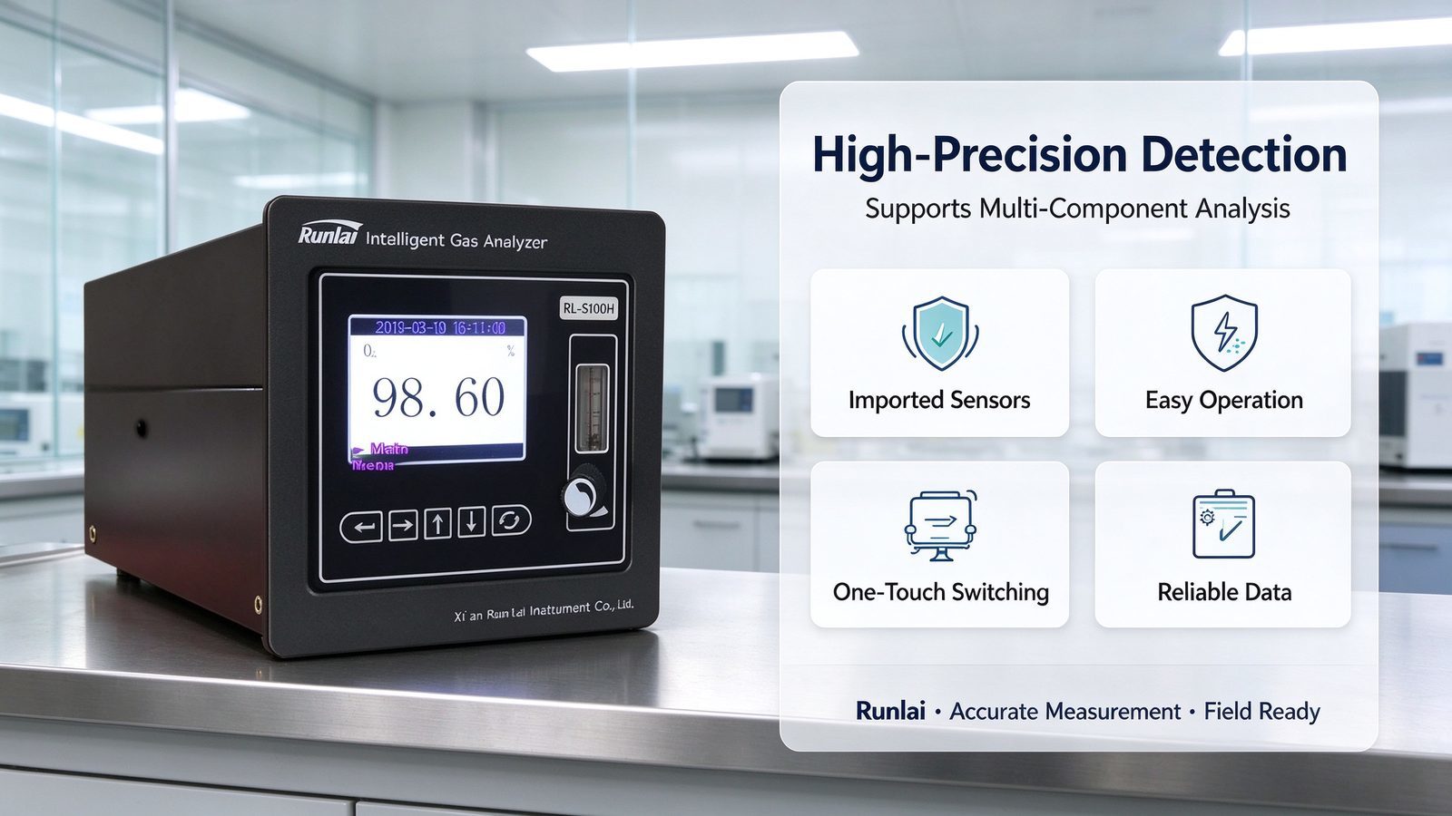 Portable Oxygen O2 Online Gas Analyzer 3D Ion Flow Technology Metal Housing Sound Alarm