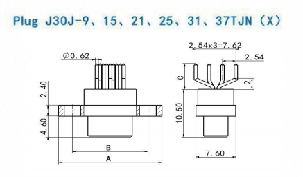 J30J-21TJNP5 Micro Rectangular Connectors 21 Pin Precision Plug Connector