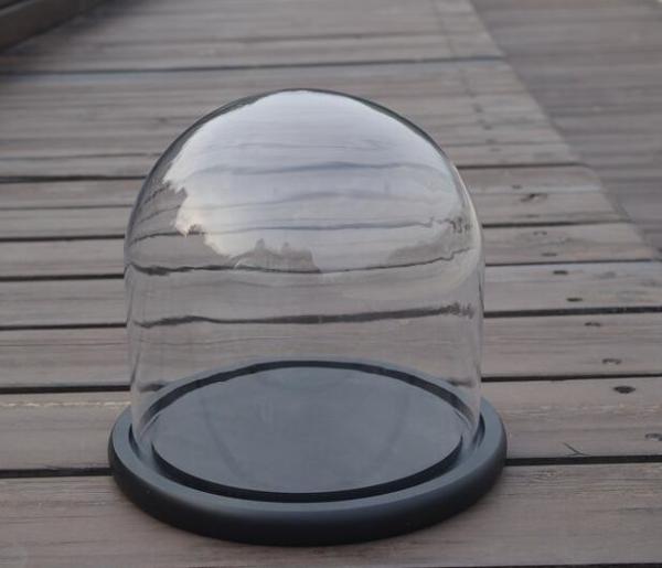 Big glass dome for display doll fake flower or decoration with wood base