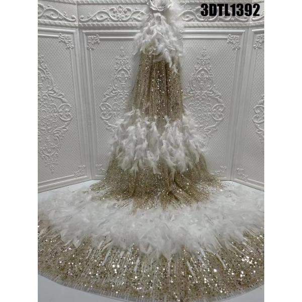 Supoo 3D feathers lace embroidery french lace with sequins wedding bridal dress african lace fabric