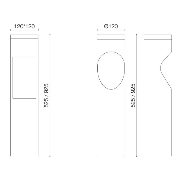 COB LED Bollard Light Optical Lens 12W LED Lawn Lights 3000K Exterior Garden Light
