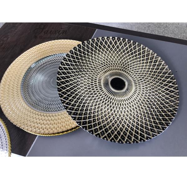 Роскошные черные пластинки для зарядки свадебная посуда ромбоидное стекло 32 см