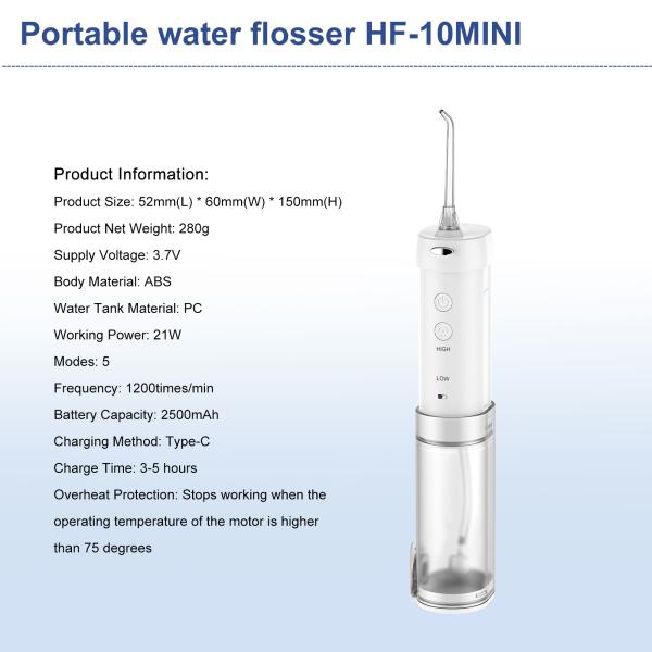 360 Rated Nozzle Electric 5 Tip Black Portable Teeth Pick Cleaning Jet Waterflosser Water Dental Flosser Cordless Oral Irrigator