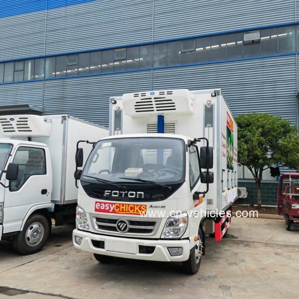 Foton 4X2 Day Old Chick Transport Truck , Small Refrigerated Box Truck