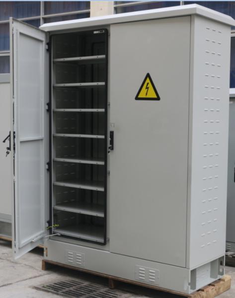 Single Wall Two Bay Outdoor Battery Cabinet With 8 Layers Shelves Two Front Doors Two Back Door