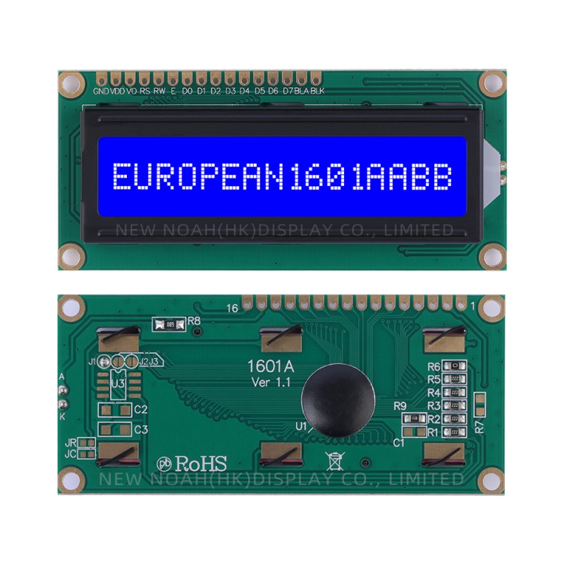 European Blue Film White Letters 1601A Character Dot Matrix Screen ST7066 Support Scheme Development