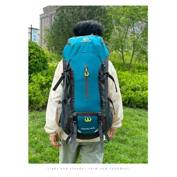 Unisex Hiking Backpack Geometric Letter Patterns Soft Zipper Multifunctional Outdoor Gear for Camping Travels