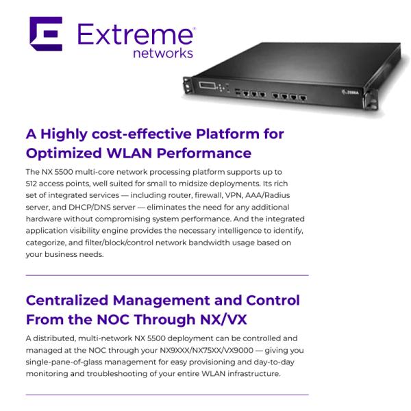 Extreme network switch  Wireless WING NX 5500 Integrated Services Platform NX-5500-100R0-WR