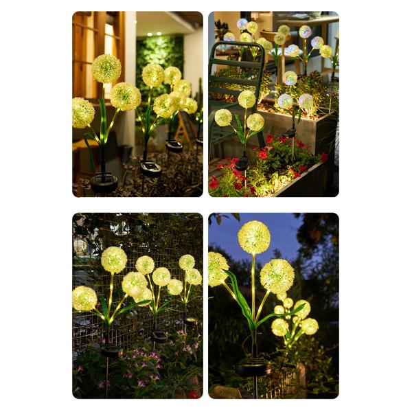 Ground Plug Triple Dandelion Solar Lawn Light for Outdoor Garden Landscape Ambient Patio