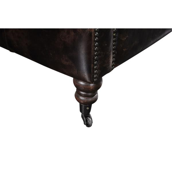 Durable Linen Black Leather 3 Seater Sofa , Three Seater Leather Couch Wooden Legs