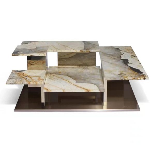 MOYI High Quality Movable Modern Living Room Furniture Irregularly Shaped Marble Coffee Table for Home Use