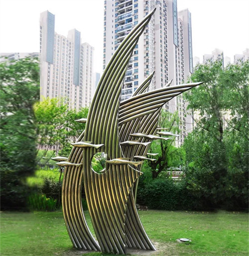 Decorative Outdoor Abstract Metal Garden Sculptures polished For Lawn Ornaments