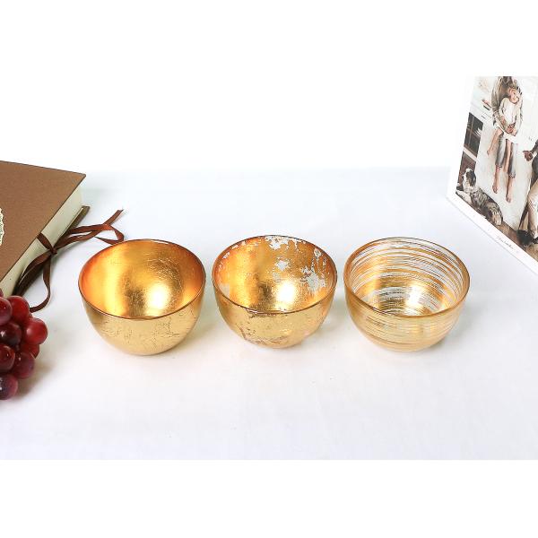 Hand Made 180ml Centrifugal Casting Lead Free Crystal Glass Fruit Bowl, Gold foil bowl