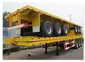 s Two Lines and Four Axes Gooseneck Flatbed Trailer with Hydro-Pneumatic Suspension