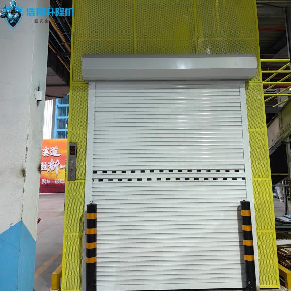 Perforated Metal Protective Net And Counterweight And Rolling Door 5 m Warehouse Cargo Elevator Steel Indoor Hydraulic Lifts Loading Heavy Freight
