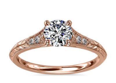 14K Roose Gold Lab Grown Moissanite Ring Dia RD6mm 0.8ct for Wedding