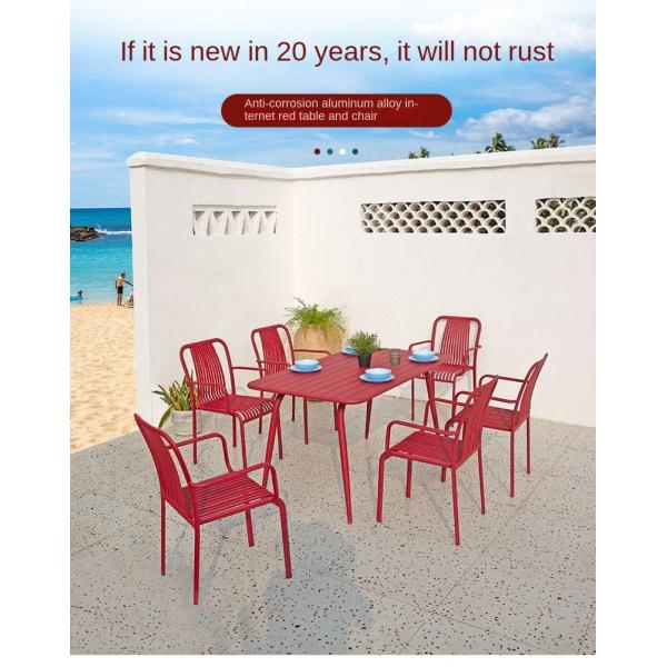 UV Resistant Customized Color Outdoor Dining Table And Chairs Set With Aluminium Garden Furniture