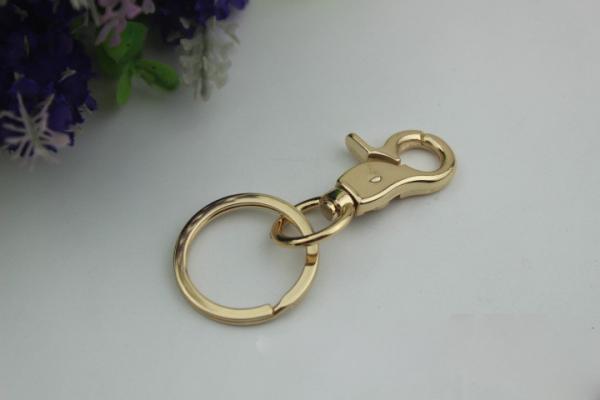RLOVE design zinc alloy 18 mm spring trigger rose gold metal snap hook with key ring
