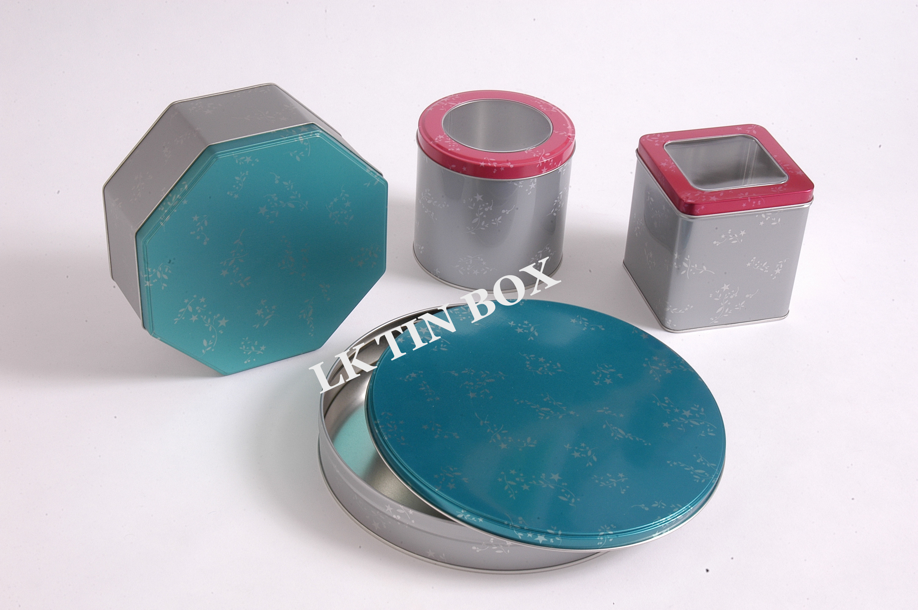 Luxury Biscuit Round Biscuit Tin With Lid Printed Stackable , Metal Tin Container