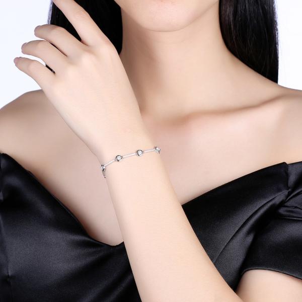 8.07in 5.4g Sterling Silver Jewelry Bracelets S925 5A Adjustable Bangle Bracelet