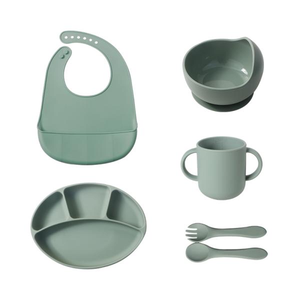 Eco Friendly Silicone Suction Divided Plate Colorful Baby Feeding Necessities PVC Free