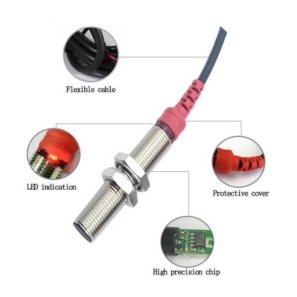 Inductive PNP Output  Proximity Switch Sensor with One Year Warranty