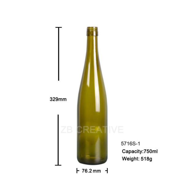 750ml Slim Hock Rhine Glass Bottle Screw Top 518G For Riesling & Rose Wine 5716S-1