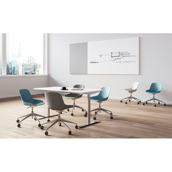Height Adjustable Swivel Office Desk Chair Smooth With Tilting Polished Aluminum Base