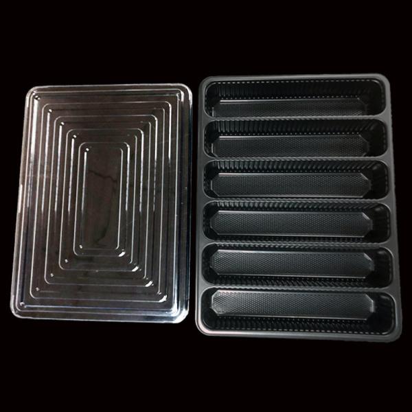 Black PP Food Grade 6-Cell Meat Tray for Frozen Lamb Rolls