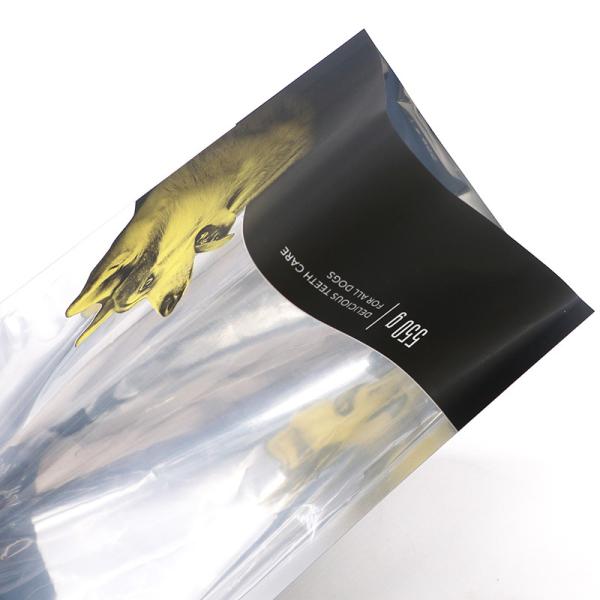 high quality custom resealable zip lock dog treats snack package with window plastic pet food packaging bags