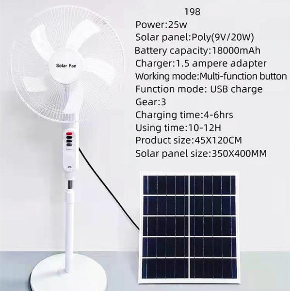 IP20 12W Solar Fan Light With Night Light / Usb Cable