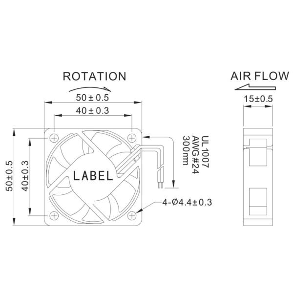 Electric 2 Inch Computer Case Cooling Fans High Resistant 50mm × 50mm × 15mm