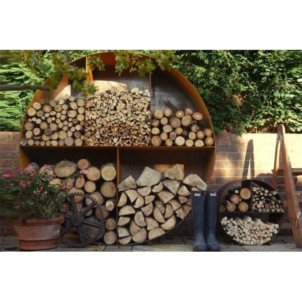 Rusty Circle Corten Steel Firewood Rack Larger Round Firewood Holder
