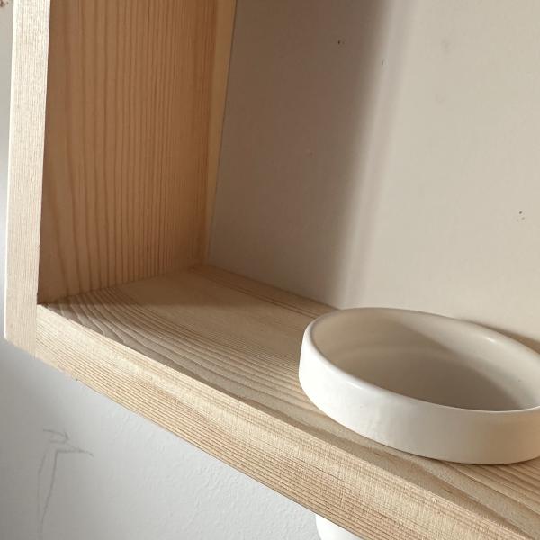 3pcs Solid Pine Wood Wall Shelf Set with White Ceramic Planters Handmade Home Office Decor