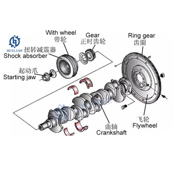 Части двигателя дизеля экскаватора для кривошина головки цилиндра двигателя кривошина D1503