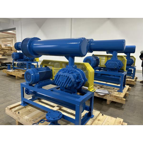 DN200 30-132 kw 10-80 kpa Roots Rotary Lobe Blower Air Cooling Blue Colour