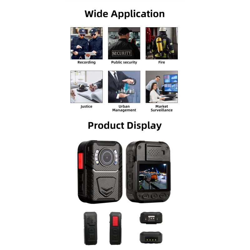 OEM/ODM 1512P QHD Body Cameras IR Night Vision Portable Body Wearable Cameras With 2.0 Inch Screen and GPS for Security Guard